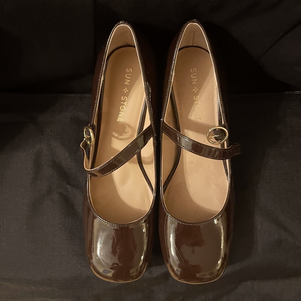 Sun + Stone Patent Mary Jane Heels